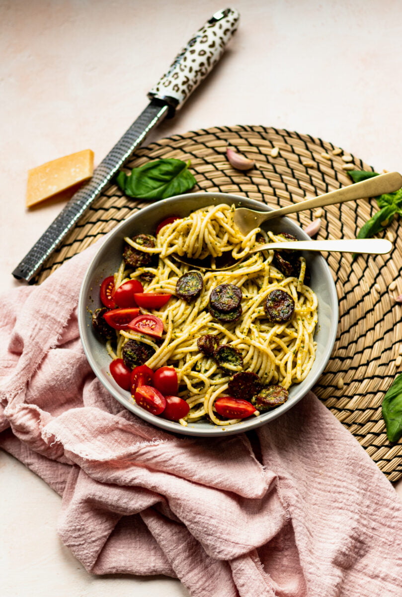 Spaghetti pesto met chorizo Gezellige Recepten